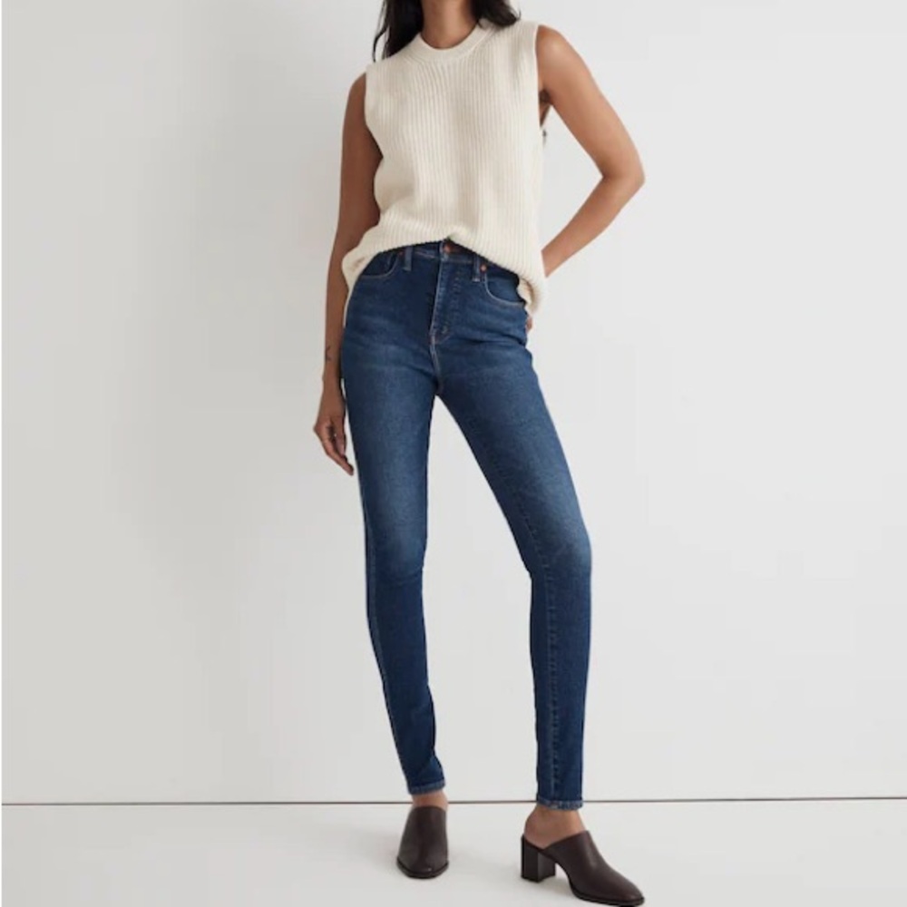 Madewell 10” High-Rise Skinny Jeans Dark Blue size 29